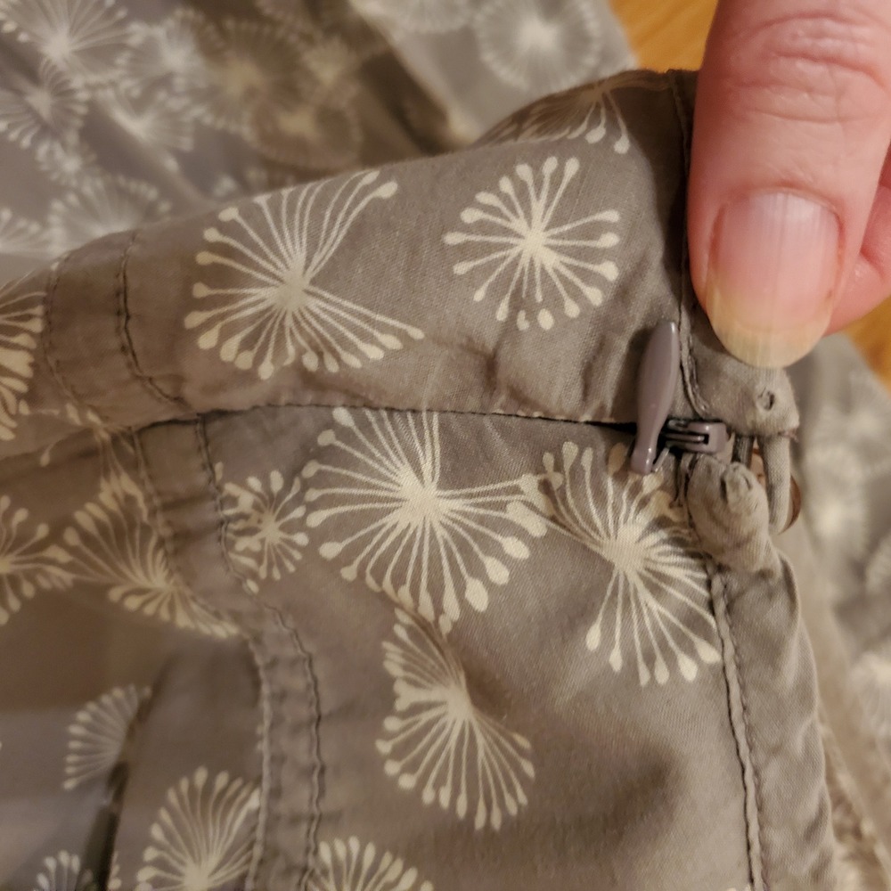 Vintage Y2K Esprit Womens Gray Dandelion Floral A-Line Skirt Pockets Size 8 - Picture 11 of 12